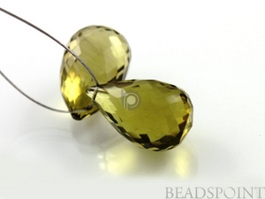 Olive Topaz Micro Faceted Tear Drops, (OTZ15x10PR) - Beadspoint
