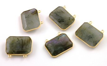 Labradorite Faceted Rectangle Pendant, (BZC8001/LAB) - Beadspoint