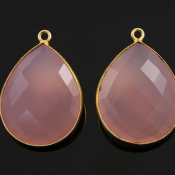 Rose Quartz Faceted Pear Shape Bezel, (BZCT1000) - Beadspoint