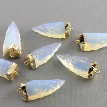 Opalite Electroplated Point Pendant ,(BZC9064/OP) - Beadspoint