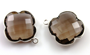 Smoky Topaz Faceted Clover Bezel, (SSBZC8019) - Beadspoint