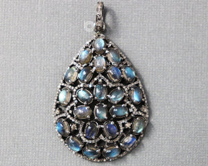 Pave Diamond and Labradorite Pendant -- DP-1936 - Beadspoint