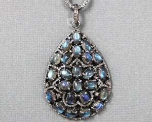 Pave Diamond and Labradorite Pendant -- DP-1936 - Beadspoint