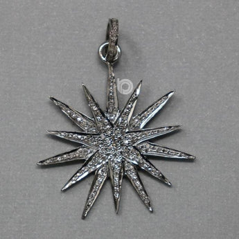 Pave Diamond Starburst Pendant 3 Finishes-- DP-1956 - Beadspoint
