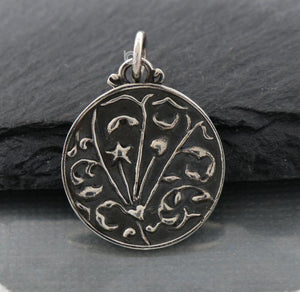 Sterling Silver Handmade Flower Motif Charm -- SS/CH4/CR135 - Beadspoint