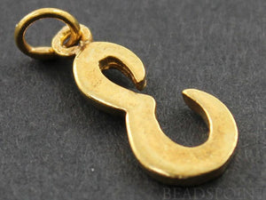 Gold Vermeil Over Sterling Silver Letter "E" Initial Charm -- VM/2033/E - Beadspoint