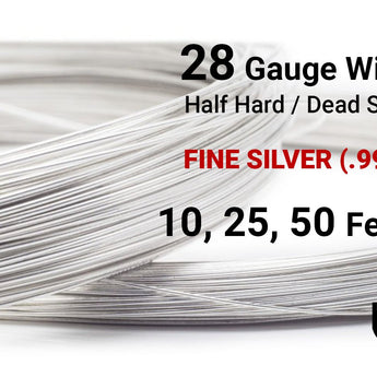 28 Gauge Fine Silver Round Half Hard or Dead Soft Wire - Beadspoint