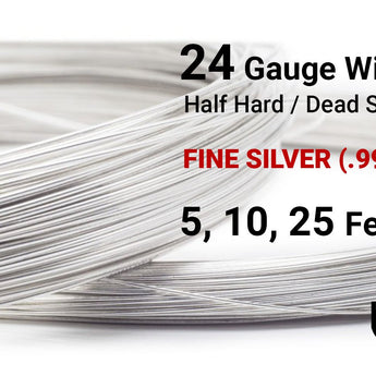 24 Gauge Fine Silver Round Half Hard or Dead Soft Wire - Beadspoint