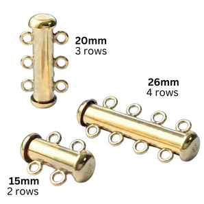 14k Gold Filled Tube Clasp, Detangler Tube Clasp for Necklace Layering, Available in 2, 3 and 4 rows, (GF-472)