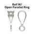 2 Pieces Sterling Silver Small Bail w/Open Parallel Ring, AT, Open Ring Pendant Charm Holder Bail, (SS-1013)