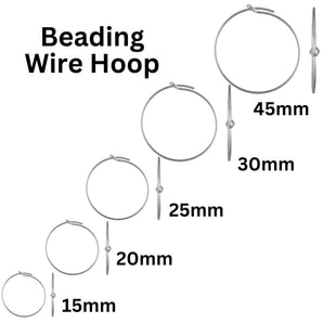 Sterling Silver Beading Hoops, Beading Wire Hoop Earrings Available in 4 Sizes - 15mm, 20mm ,25mm & 30mm, (SS-749)