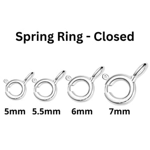 Sterling Silver Closed Spring Ring, Spring Ring Clasps Available in 4 Sizes - 5mm, 5.5mm, 6mm & 7mm, (SS-840C)