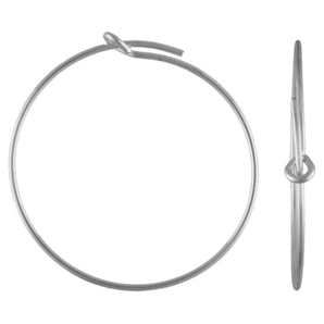 Sterling Silver Beading Hoops, Beading Wire Hoop Earrings Available in 4 Sizes - 15mm, 20mm ,25mm & 30mm, (SS-749)