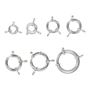 Sterling Silver Spring Ring Clasp Include Loops, Sailor's Clasp, Available in 3 Sizes - 12mm, 14mm, 19 mm (SS-841)