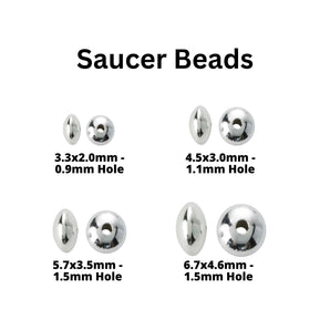 Sterling Silver Saucer Beads, Saucer Spacer Beads Available in 4 Sizes - 3.3mm, 4.5mm, 5.7mm,& 6.7mm (SS-2021)