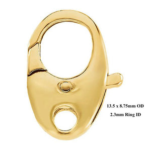 14k Solid Yellow Gold Oval Cast Lobster Clasp (14K-DL-014)