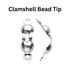 Sterling Silver Clamshell Bead Tip with Two Rings, Clam Shell Bead Crimp Tips, (SS-778)