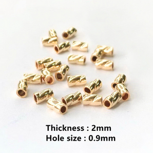 14K Gold Filled Twisted Tube Crimp Beads,  Available in 2 Sizes - 2x2 & 2x3 mm, (GF-381-T)