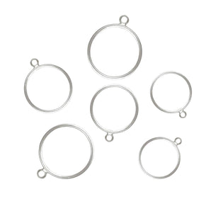 Sterling Silver Round Drop with Closed Jump Ring, 1 mm Thickness Circle Drop for Earring 3 Sizes - 15mm, 20mm & 30mm, Sold As Pair (SS-1017)