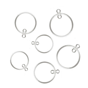 Sterling Silver Round Drop With Closed Jump Ring In & Out, 1mm Thickness Round Drop In and Out Ring in 3 Sizes - 15mm, 20mm, 30mm, (SS-1018)