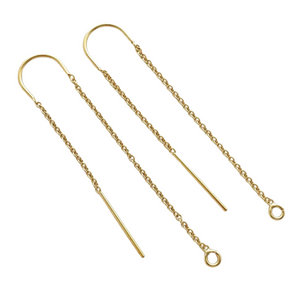 14K Gold Filled U Earring Threader with Ring, Threader Cable Chain w/Ring and Threader Box Chain w/Ring (GF-822)