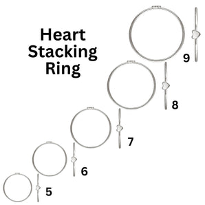 Sterling Silver Heart Stacking Ring, Tiny Heart Rings Available in 5 US Sizes - 5, 6, 7, 8 & 9, Heart Size is 3.5mm, (SS-1032)
