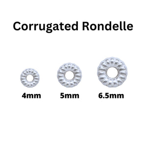 Sterling Silver Corrugated Roundel Beads, Rondelle Spacer Beads in 3 Sizes - 4.2x2.3mm, 5.3x2.8mm, 6.5x3.3mm, (SS-2019C)