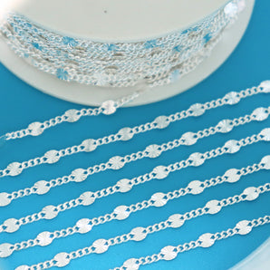 Sterling Silver Long and Short Starburst Sequin Chain, Wholesale Pricing, (SS-060)