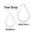 Sterling Silver Teardrop Jump Ring, Teardrop link Available in 2 Sizes - 29x20mm & 37.5x25mm, 1.02mm Wire Thickness, Sold as Pairs,(SS-1026)