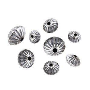 Sterling Silver Oxidized Corrugated Saucer Beads, Saucer Spacer Beads in 4 Sizes -3.3, 4.5, 5.7 & 6.7mm, (SS-OX-610)