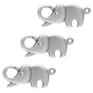 Sterling Silver Elephant Clasp, Elephant Clasp Charm Size - 8.7x20 mm, Wholesale bulk Pricing, (SS-755-E)