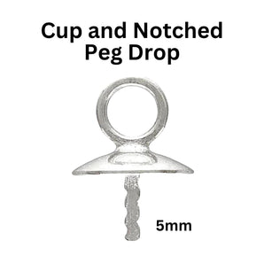 Sterling Silver Cup and Notched Peg Drop Eye Bail,  Wholesale Bulk Pricing, (SS-501)