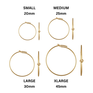 14K Gold Filled Beading Hoop, Beading Wire Hoop Earrings Available in 4 Sizes - 20mm ,25mm, 30mm and 45mm, (GF-335)