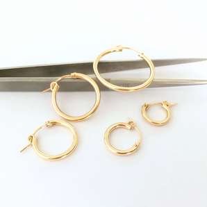 14K Gold Filled Eurowire Hoops, 2.3mm Thick Euro Wire Hoops Available in 5 Sizes - 15mm, 19mm, 22mm,29mm and 35mm, (GF-707)