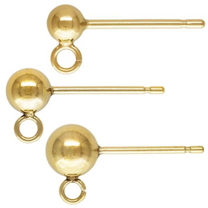 14k Gold Filled Ball Earrings With Ring, 4 Sizes - 3mm, 4mm, 5mm, 6mm, (GF-331)