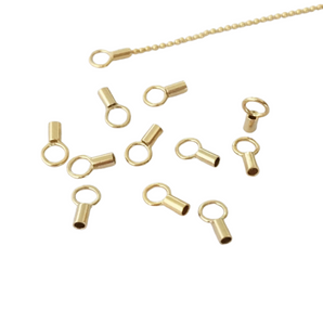 14K Gold Filled Crimp End Caps With Ring, Crimp End Available in 2 Sizes - 1 mm and 1.4 mm Inner Diameter (GF-E24)