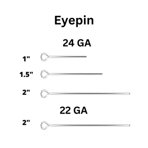 Sterling Silver Eye Pins, 24GA and 22 Gauge Eyepins Available in 2 Sizes - 1.5 and 2 Inches, Wholesale Bulk Pricing, (SS-EP)