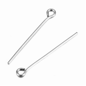 Sterling Silver Eye Pins, 24GA and 22 Gauge Eyepins Available in 2 Sizes - 1.5 and 2 Inches, Wholesale Bulk Pricing, (SS-EP)