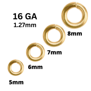 14K Gold Filled OPEN Jump Rings, Click Lock Jump Ring in 16 Gauge, 18 Gauge, 20 Gauge, 22 Gauge, 24 Gauge, Wholesale Bulk Pricing, (GF-JRO)