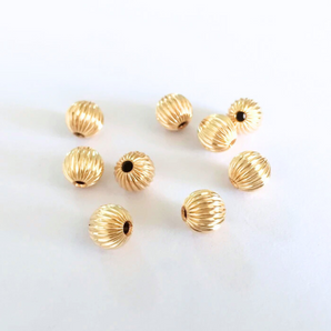 14K Gold Filled Straight Corrugated Round Beads, 5 Sizes - 3mm, 4mm, 5mm, 6mm and 8mm, (GF-560)