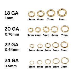 14K Gold Filled CLOSED Jump Rings, Close Rings Available in 24 Gauge, 22 Gauge, 20 Gauge and 18 Gauge,  Wholesale Bulk Pricing, (GF-JRC)