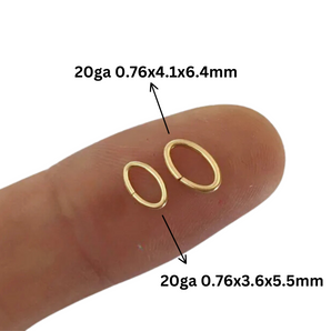 14K Gold Filled Oval Jump Rings, Closed Jump Ring, Open Jump Ring, Wire Thickness 0.64mm/0.76mm, (GF-JR-OVAL)