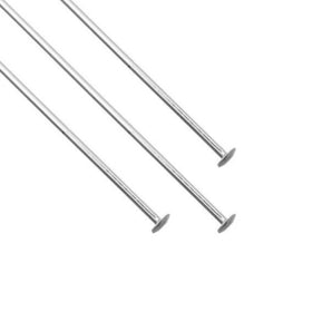 Sterling Silver Flat Headpins, 24 GA, 22 GA & 20 Gauges Head Pins in 4 Sizes - 1, 1.5, 2 and 3 Inches, (SS-HP)