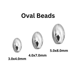 Sterling Silver Oval Bead, Oval Spacer Beads Available in 3 Sizes - 3x4mm, 4x7mm & 5x8mm, (SS-2013)