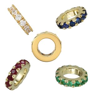 14k Solid Gold Rondelle Spacer Finding Bead, Diamond Spacer, Diamond, Emerald, Ruby Sapphire (14K-RNDL-8-10)