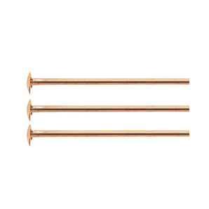14K Rose Gold Filled Head Pin, 24 GA Headpins Available in 3 Sizes - 1, 1.5, & 2 Inches, (RG-H24)