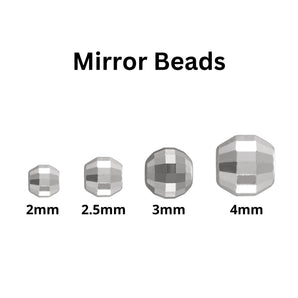 Sterling Silver Round Mirror Beads, Mirror Faceted Spacer Beads in 4 Sizes - 2mm, 2.5mm, 3mm & 4mm, Wholesale Bulk Pricing  (SS-2012)