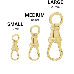 14K Solid Gold Albert Swivel clasp, Pendant Charm Holder, w/open ring, 19.3x6.5 mm, (14K-DL-007)