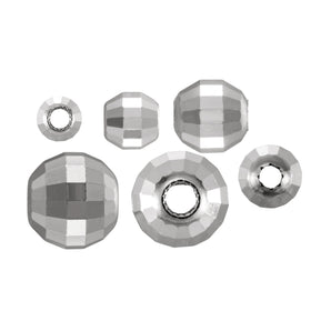 Sterling Silver Round Mirror Beads, Mirror Faceted Spacer Beads in 4 Sizes - 2mm, 2.5mm, 3mm & 4mm, Wholesale Bulk Pricing  (SS-2012)