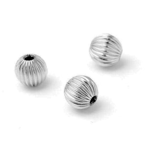 Sterling Silver Corrugated Round Bead, Round Spacer Beads Available in 4 Sizes - 3mm, 4mm, 5mm & 6mm (SS-2005)